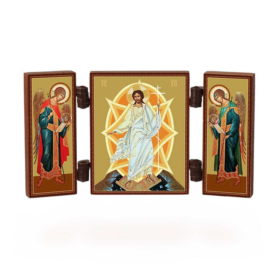 NKlaus Heiliger Georg Triptychon Ikone Holz 9,5cm Drachentöter