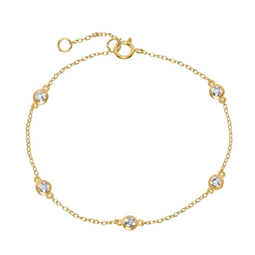 JEWLIX ID-Armband Sterlingsilber Gold Zirkonia Damen