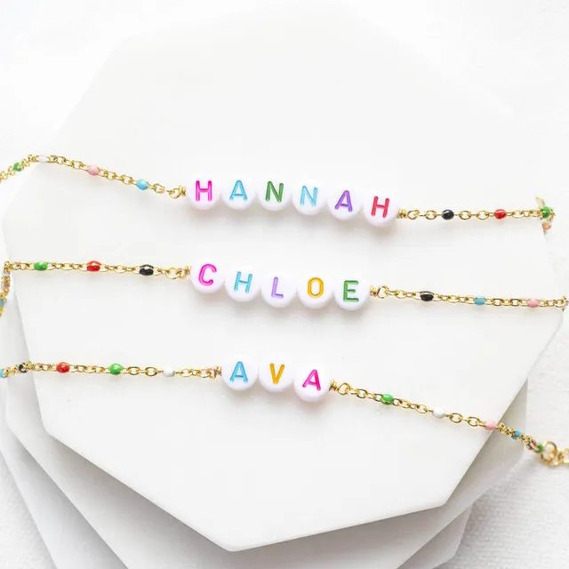 Joy by Corrine Smith Name Enamel Armband Gold personalisiert