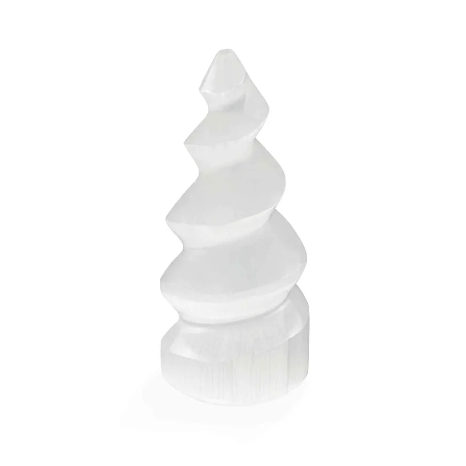 NKlaus Healing Crystals Selenit Spiral-Turm 10 cm Heilstein