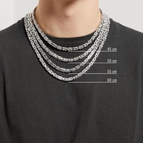 JEWLIX Königskette 925 Silber 5,5 mm Vierkant Halskette rhodiniert
