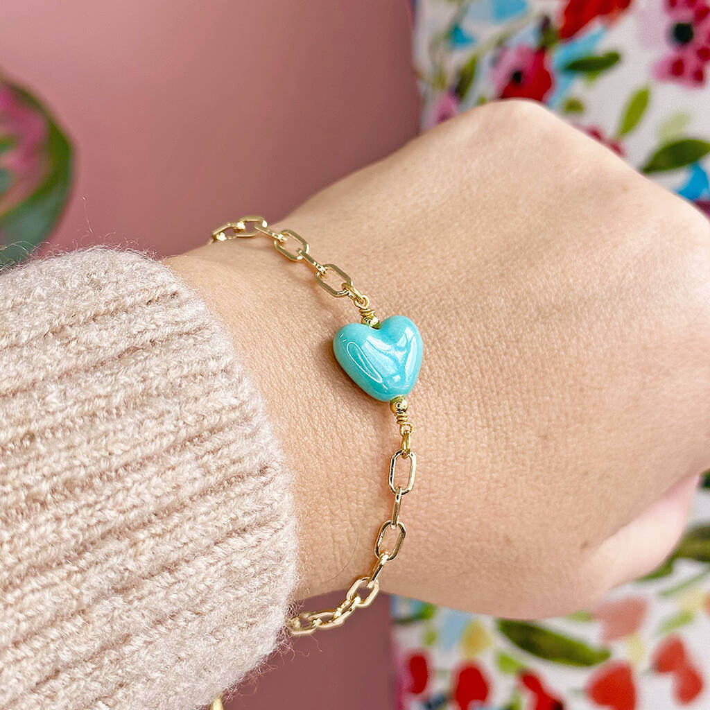Joy by Corrine Smith Glazed Heart Armband Gold Herz Keramik