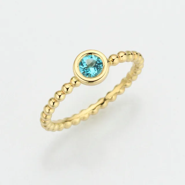 Eugen Rühle Kugelring Swiss Blue Topas 4mm Ring Gelbgold 585