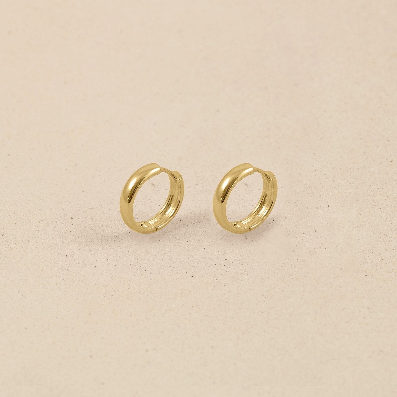 Stilnest Mom Band Creolen Ohrringe 585 Gold Massivgold