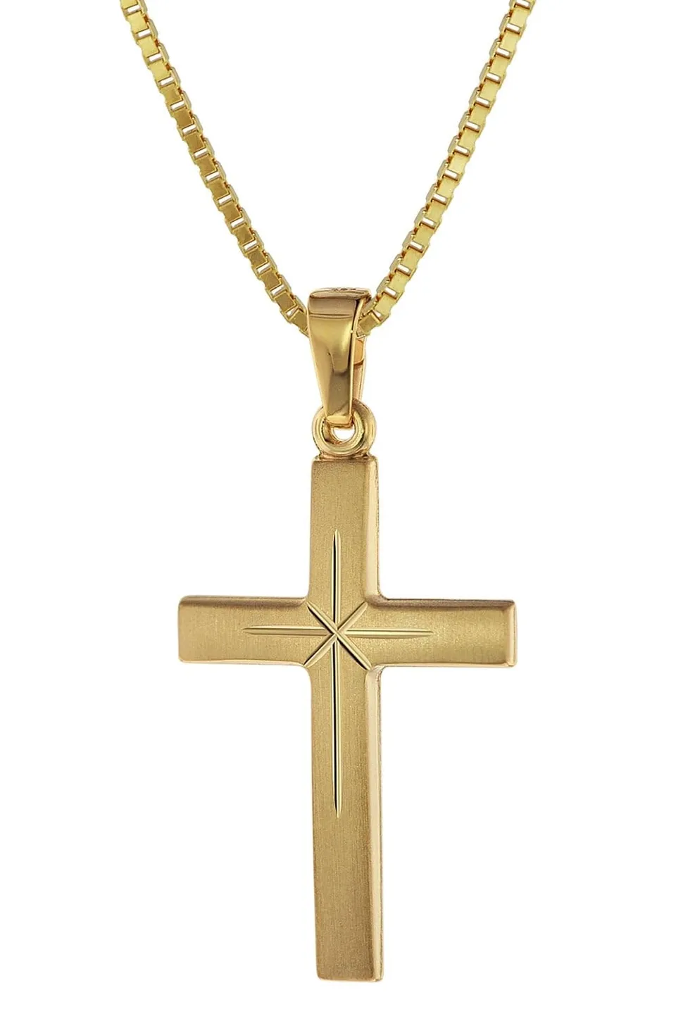 trendor Kreuz 24 mm Gold 333 mit Kette 42 cm 75278