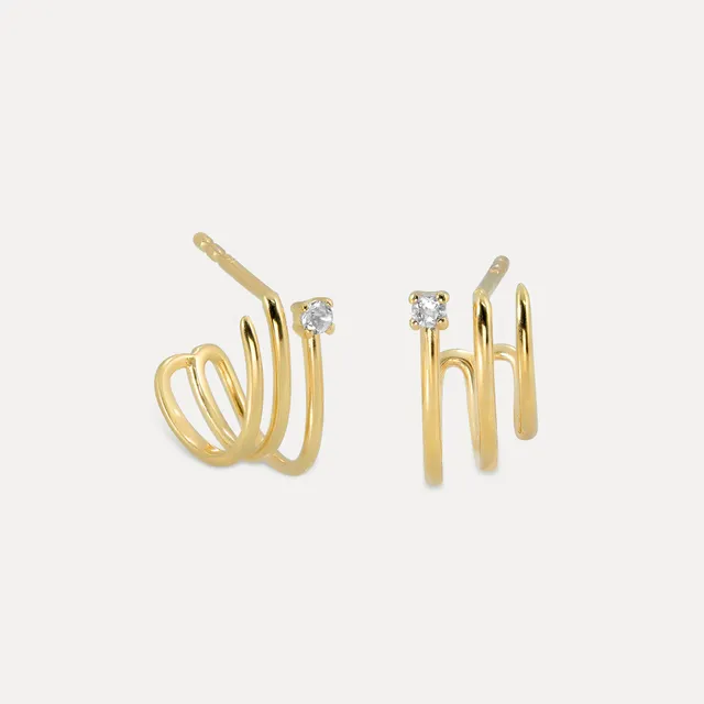 Stilnest Earrings Diamant Trine Huggies Ohrringe 585 Gold