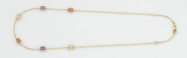 Eugen Rühle Collier Amethyst Mondstein Rosaopal 585 Gelbgold