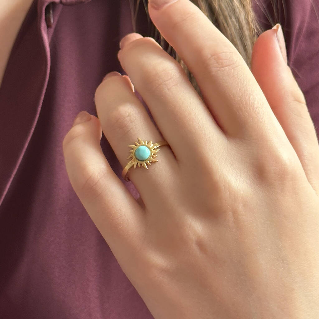 Joy by Corrine Smith Sun Ring Türkis Edelstein Gold verstellbar