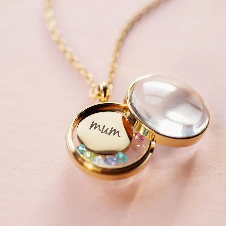 Joy by Corrine Smith Family Birthstone Locket Halskette Medaillon