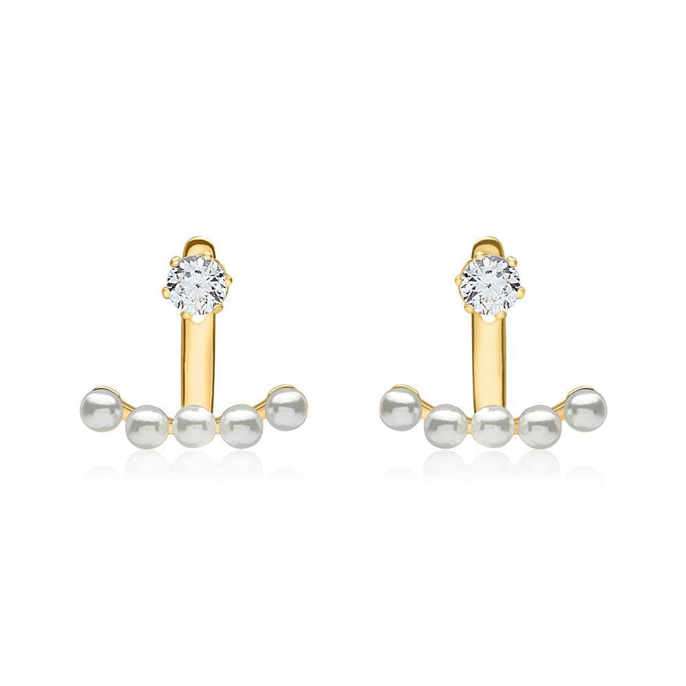 JEWLIX Ohrstecker Ear Jacket Silber Perle Zirkonia Gold