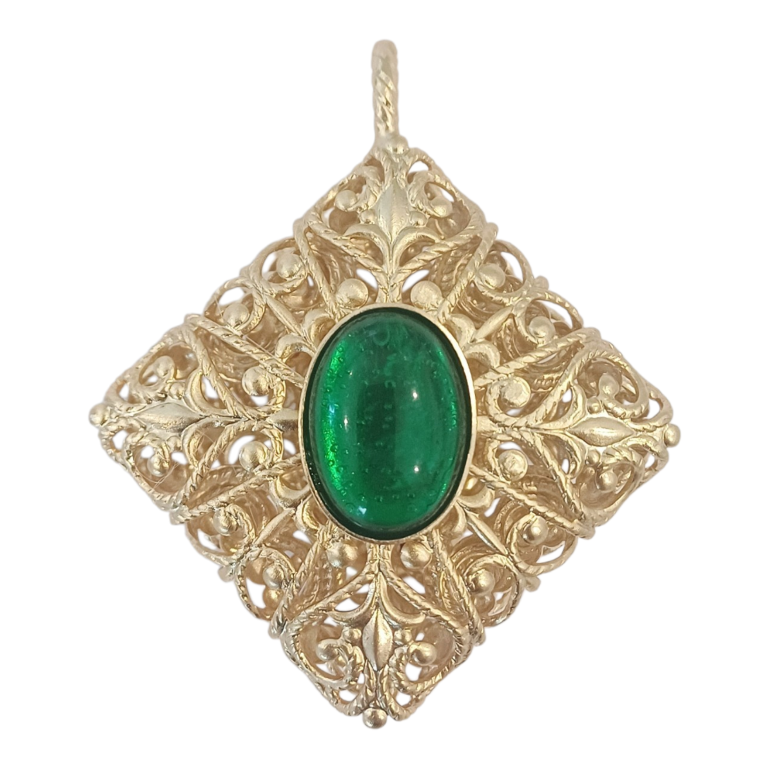Alevá Bijoux Pouff Anhänger Gold grün blau 3,7 cm