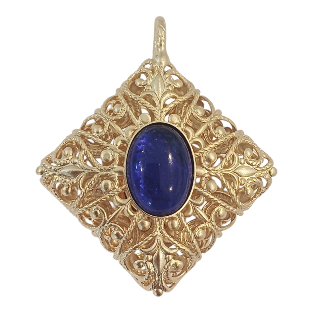 Alevá Bijoux Pouff Anhänger Gold grün blau 3,7 cm