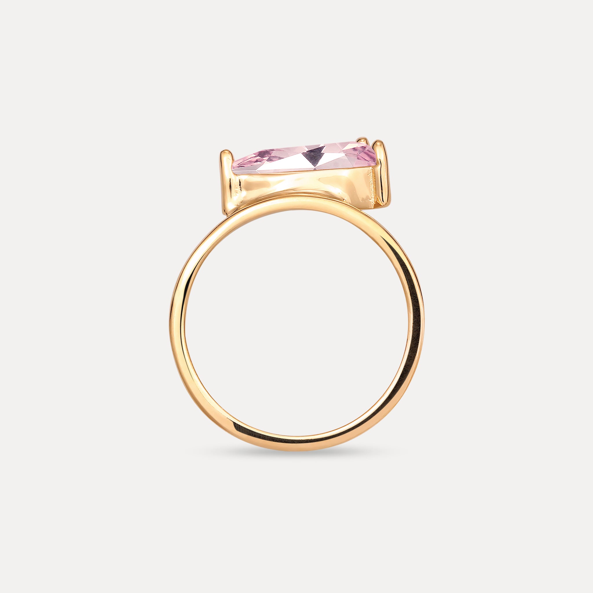 Stilnest Balance Drop Ring Rosenquarz Silber 925 Gold Vermeil
