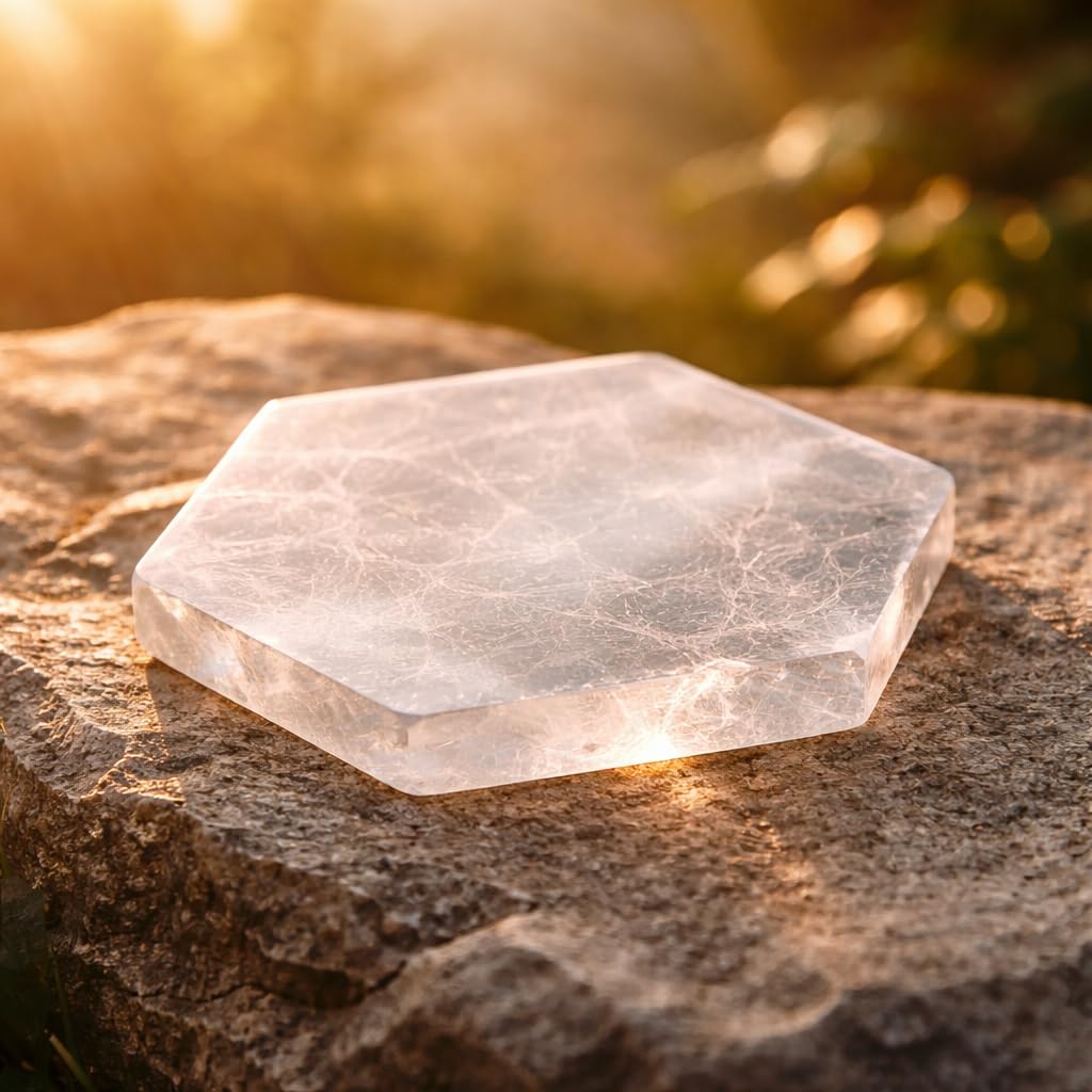 NKlaus Healing Crystals Selenit Aufladeplatte Hexagon