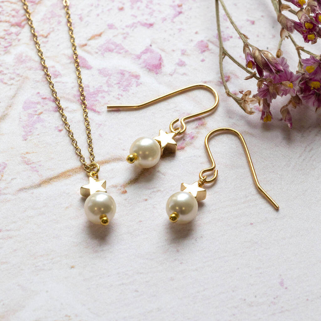 Joy by Corrine Smith Brautjungfern Perlen Schmuckset Gold