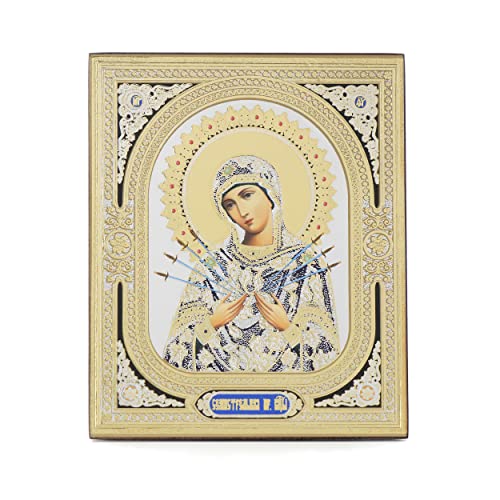 NKlaus Religious Icons Ikone Siebenpfeilige Gottesmutter 10x12 cm