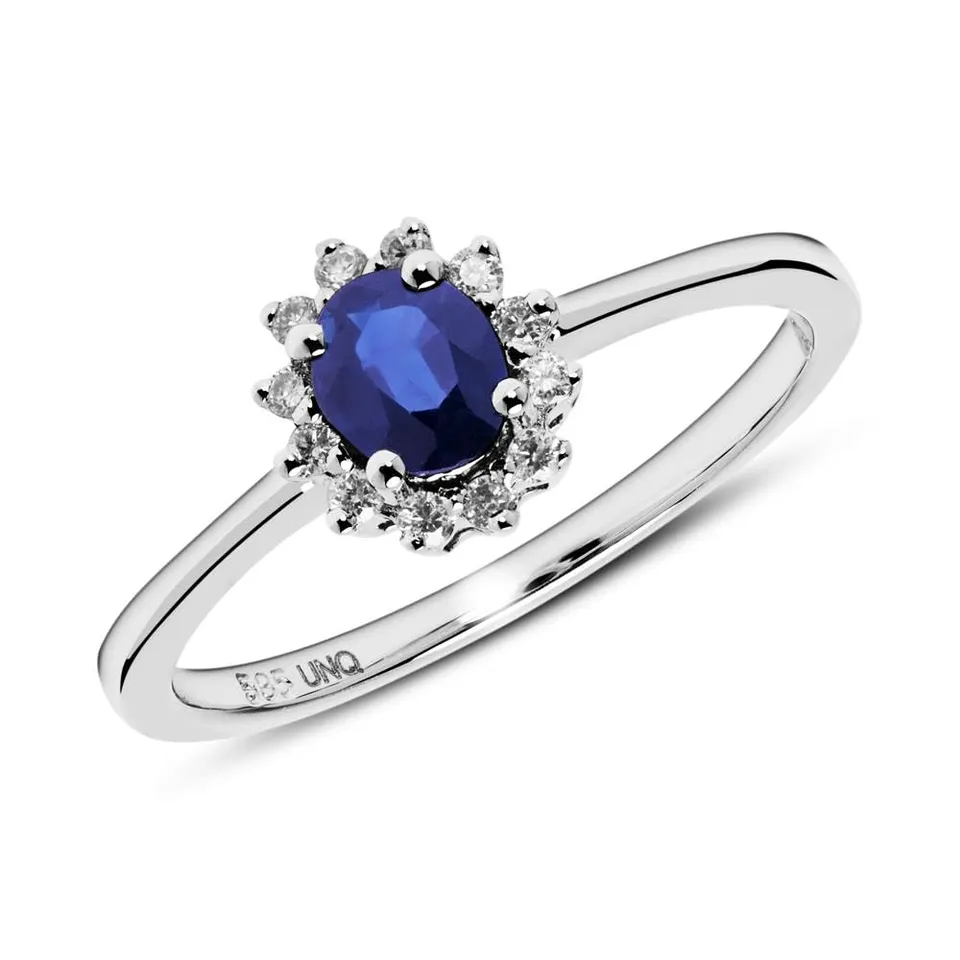 JEWLIX Verlobungsring Weißgold Saphir Diamanten