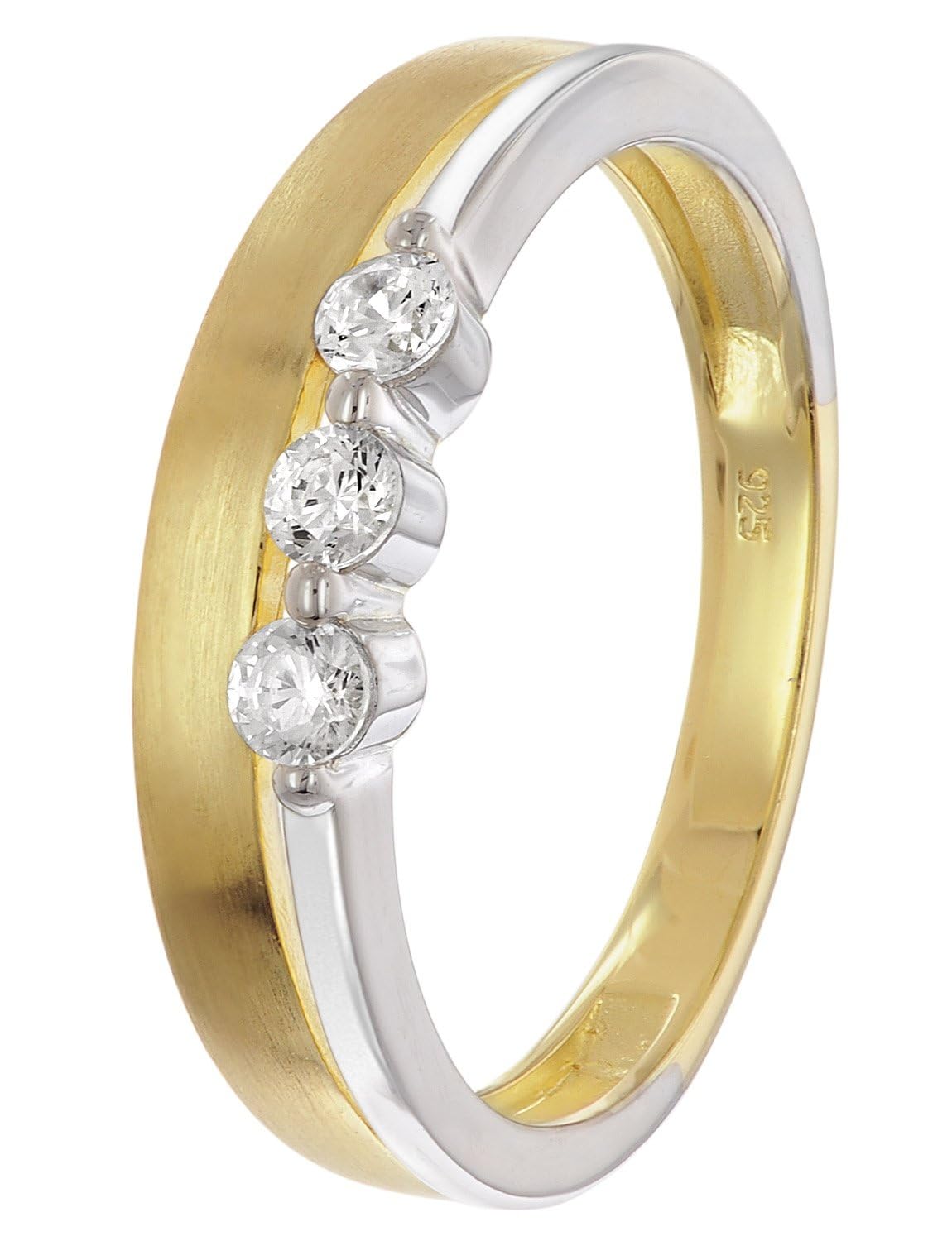trendor 28072 Damenring 50 Bicolor Zirkonia 925 Silber