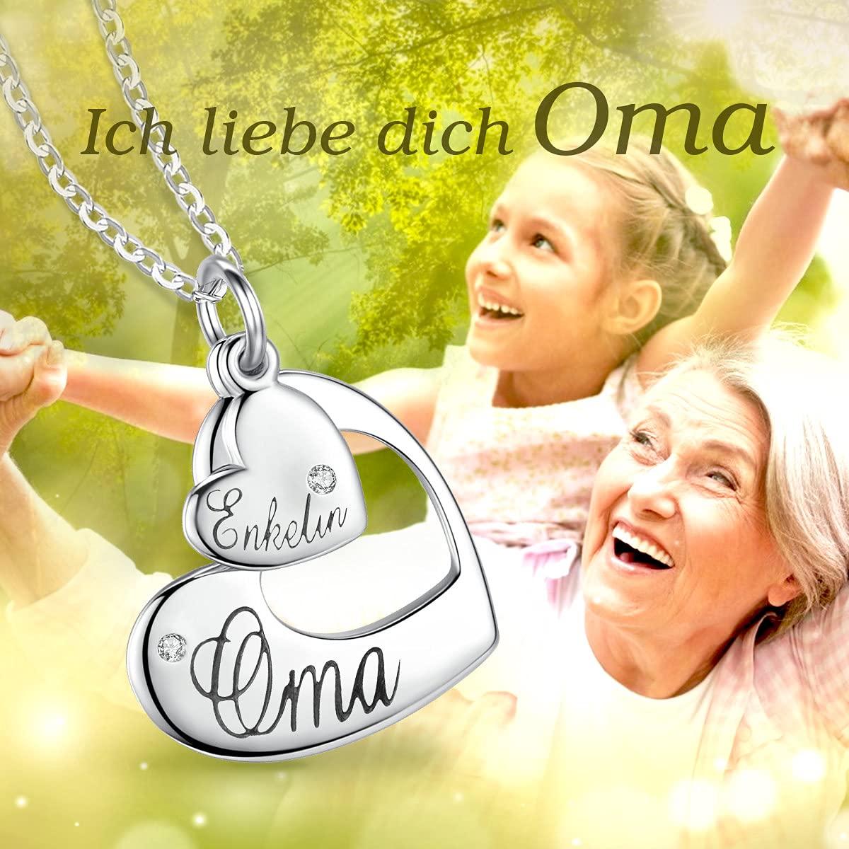 Eudora Harmony Bola Oma Enkelin Kette Silber 45,7 cm Herz