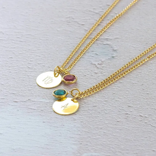 Joy by Corrine Smith Gold Zodiac Birthstone Halskette Gold Sternzeichen