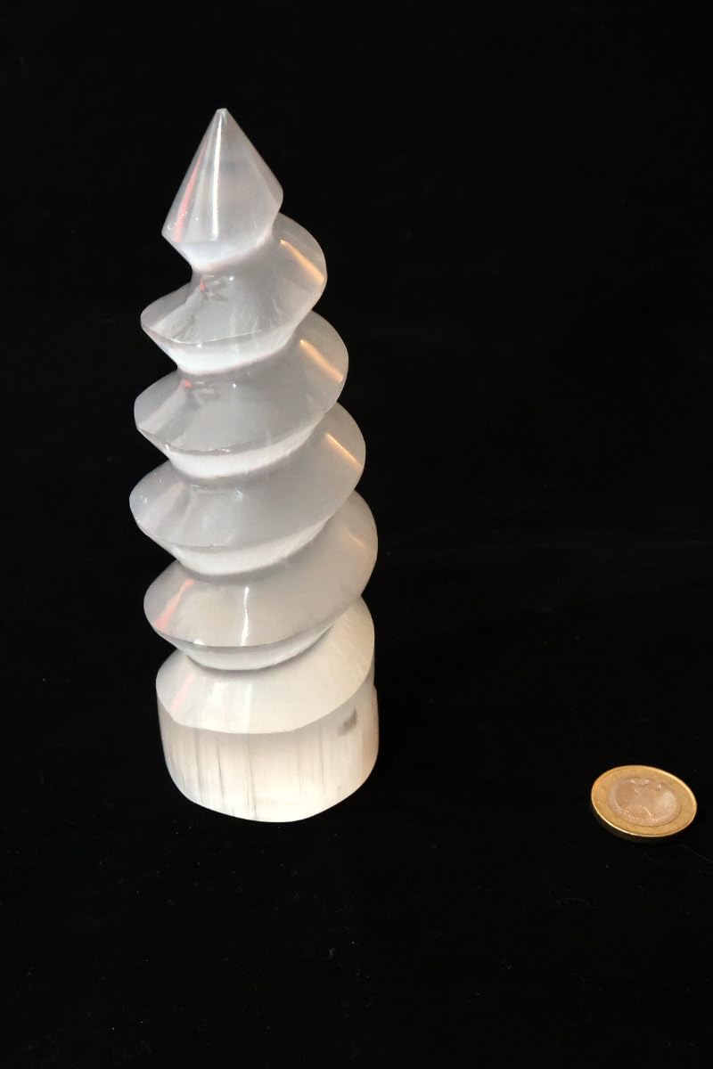 NKlaus Healing Crystals Selenit Spiral-Turm 14cm Deko