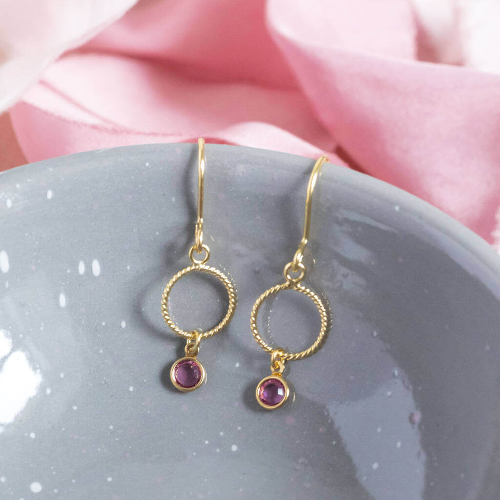 Joy by Corrine Smith Twisted Gold Circle Geburtsstein Ohrringe Gold