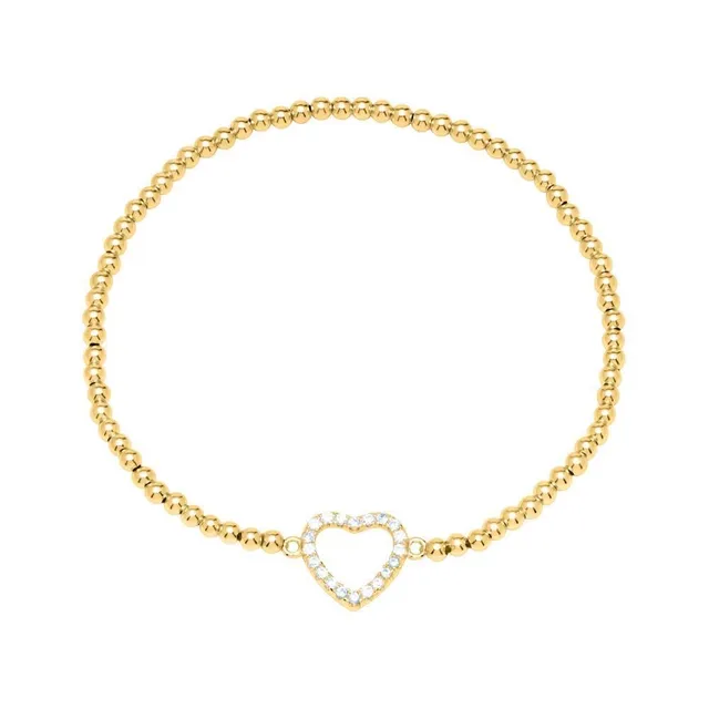 JEWLIX ID-Armbänder Armband 925er Silber Herz vergoldet Zirkonia
