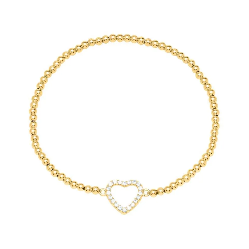 JEWLIX ID-Armbänder Armband 925er Silber Herz vergoldet Zirkonia