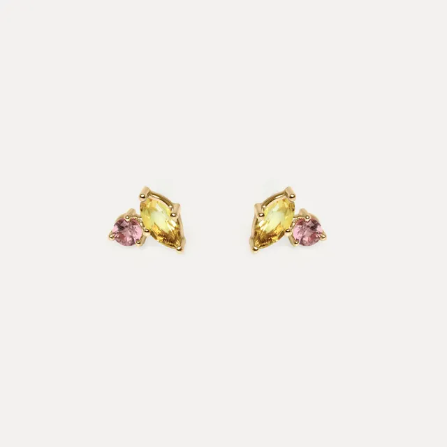 Stilnest Joy Ohrstecker Citrin Turmalin 585 Gold