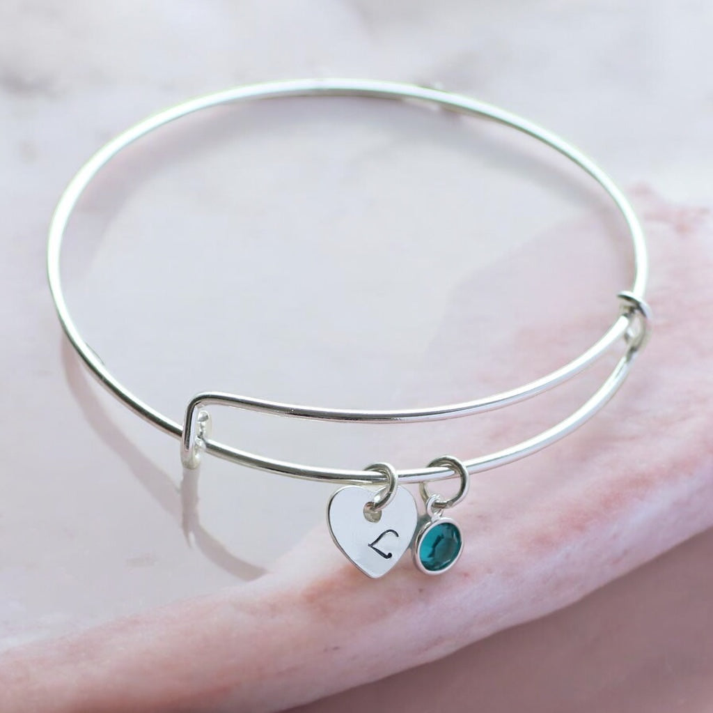 Joy by Corrine Smith Heart Birthstone Bangle Armreif Silber
