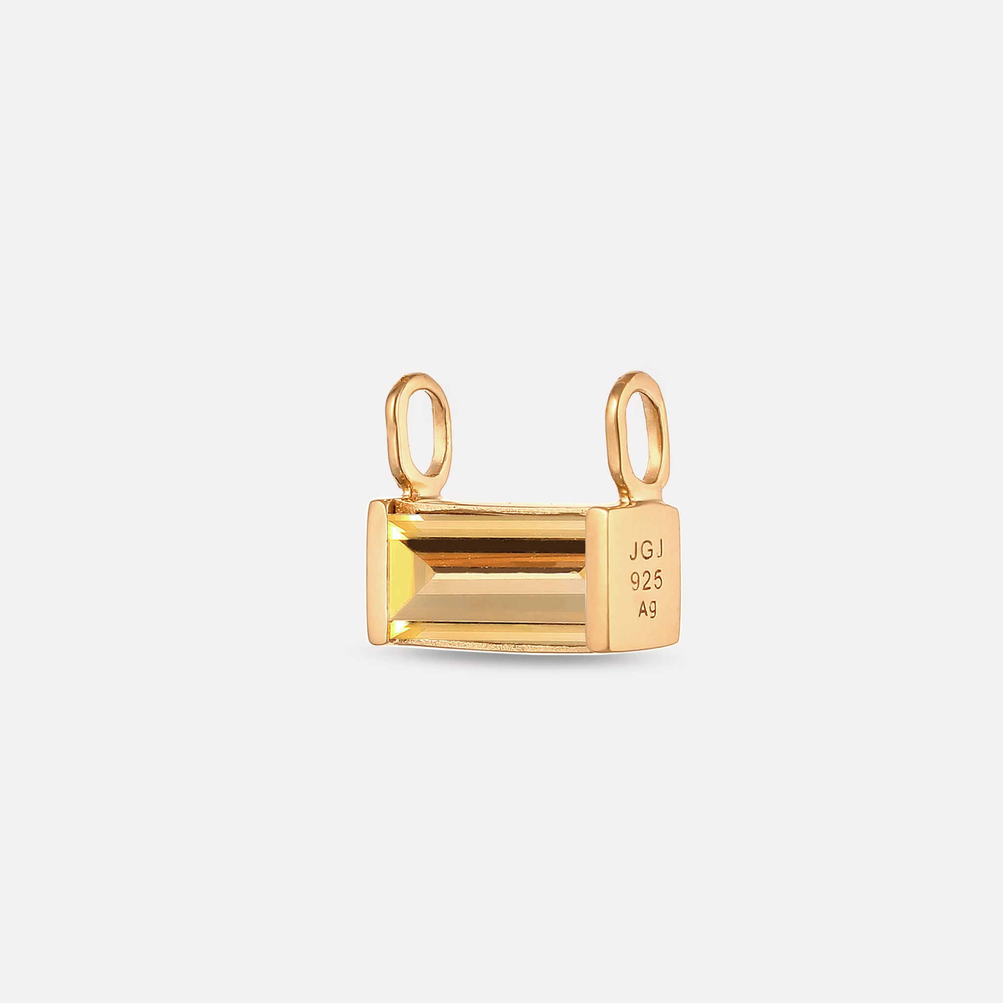 Stilnest Balance Baguette Anhänger Citrin Gold Vermeil