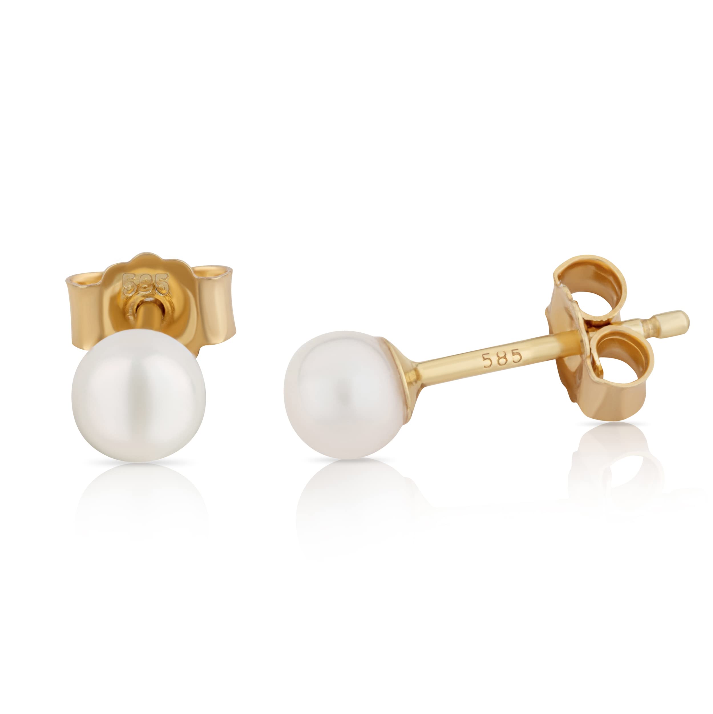 NKlaus Jewellery Ohrstecker Gelbgold 585 Perle 4mm Paar