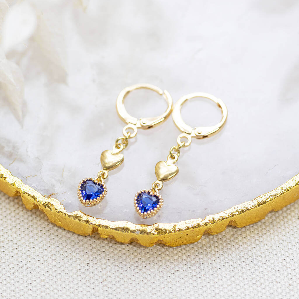 Joy by Corrine Smith Double Heart Sapphire Ohrringe Gold