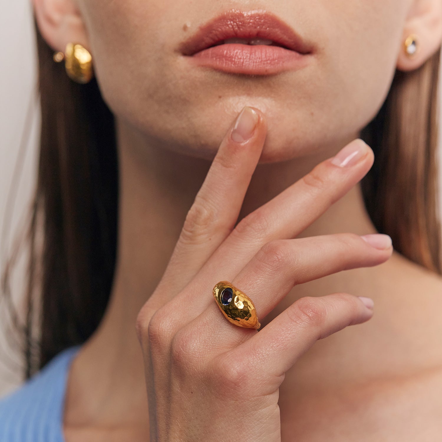 Stilnest Violet Fizz Cocktail Ring Iolith 24k Gold Vermeil