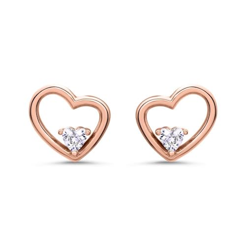 JEWLIX SE1073 Herz Ohrstecker Rosé 925 Silber Zirkonia
