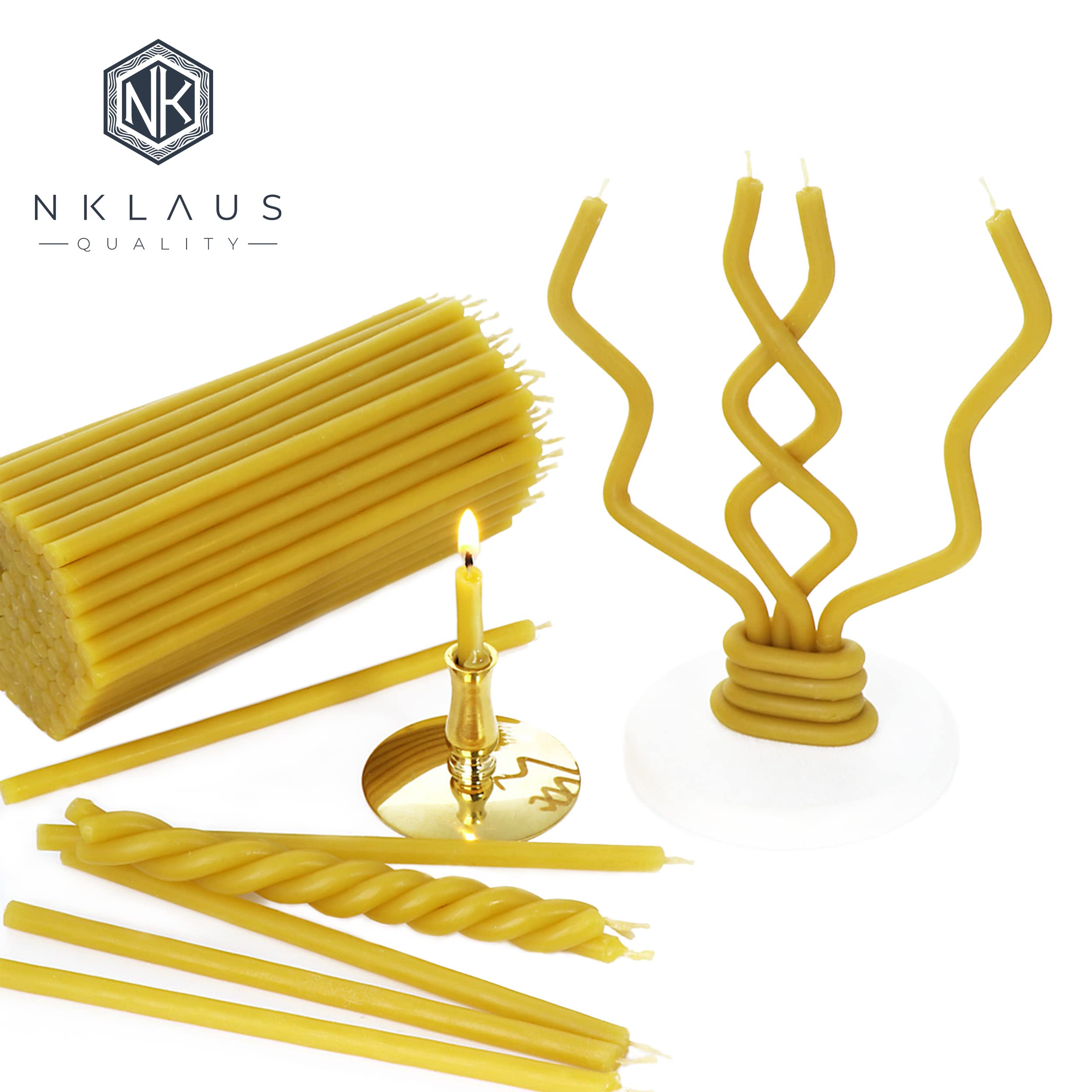NKlaus CANDLES Altarkerzen Bienenwachs 50 Stück gelb