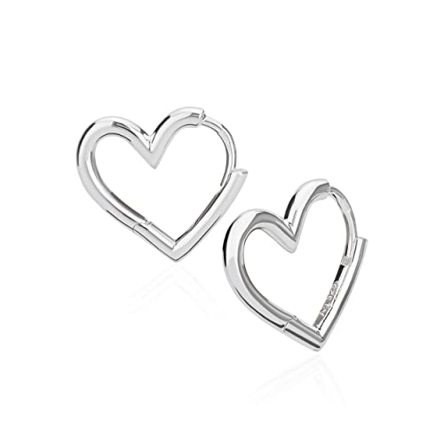 NKlaus Herz Klappcreolen 25mm Silber Ohrringe Damen 1,8mm