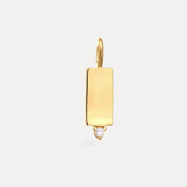 Stilnest Saphir Brick Tag Anhänger 24k Gold Vermeil eckig