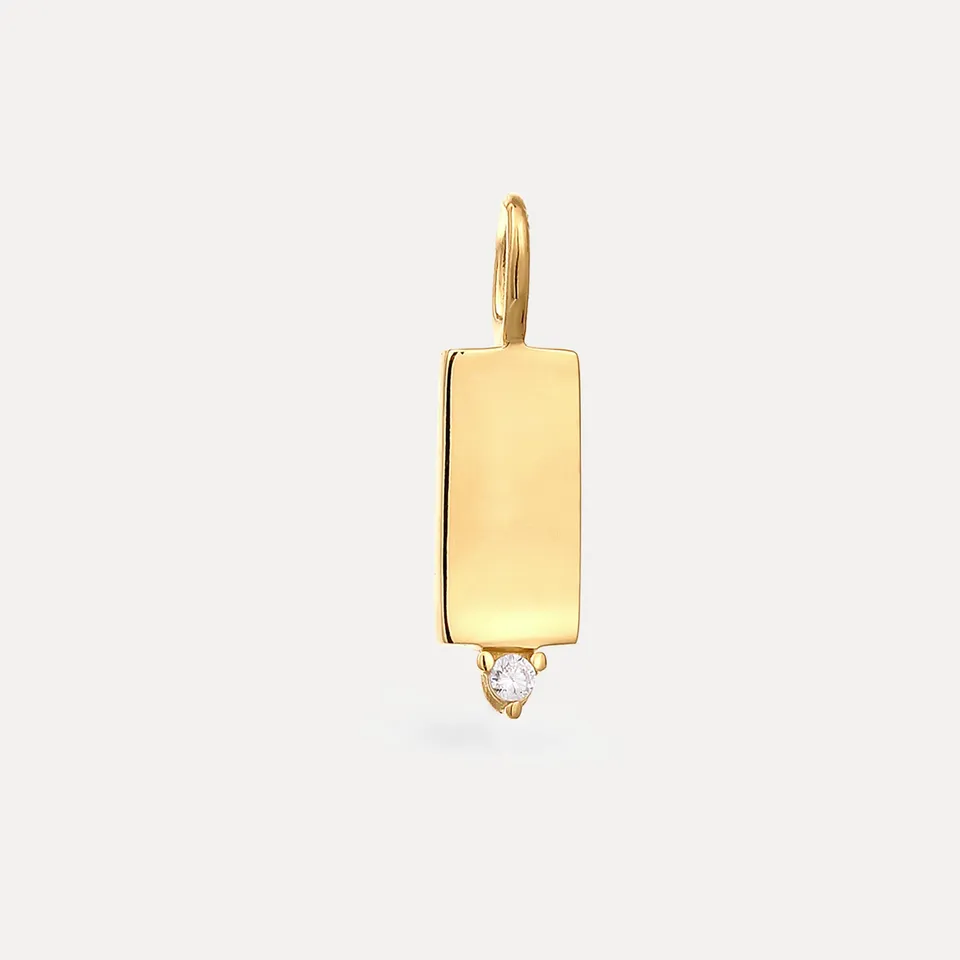 Stilnest Saphir Brick Tag Anhänger 24k Gold Vermeil eckig