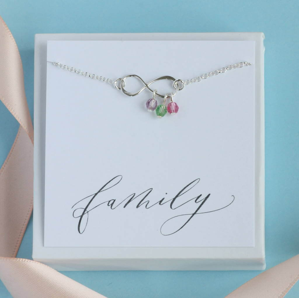 Joy by Corrine Smith Family Birthstone Infinity Armband Silber