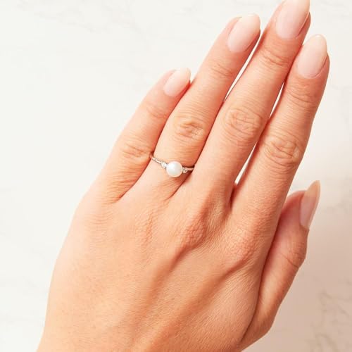 JEWLIX Perle Zirkonia Ring 925 Silber Größe 54