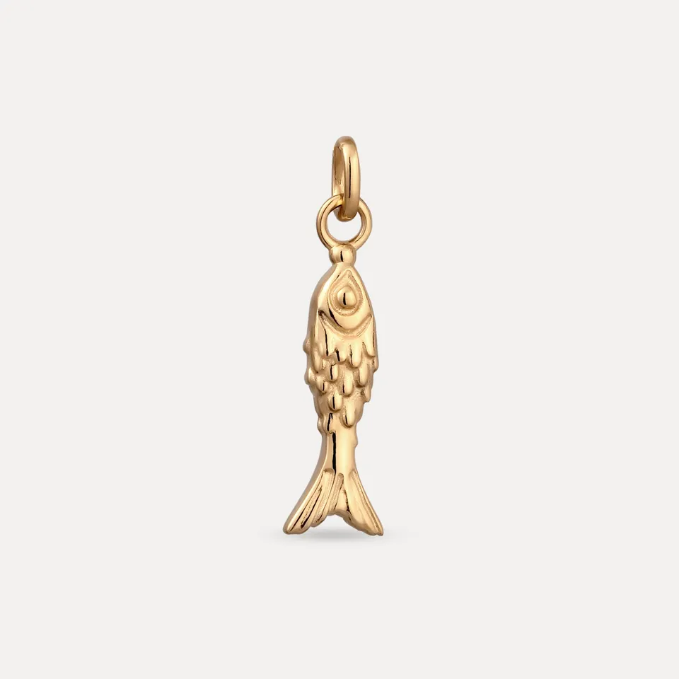 Stilnest Fish Charm Fisch Anhänger 24k Gold Vermeil Silber