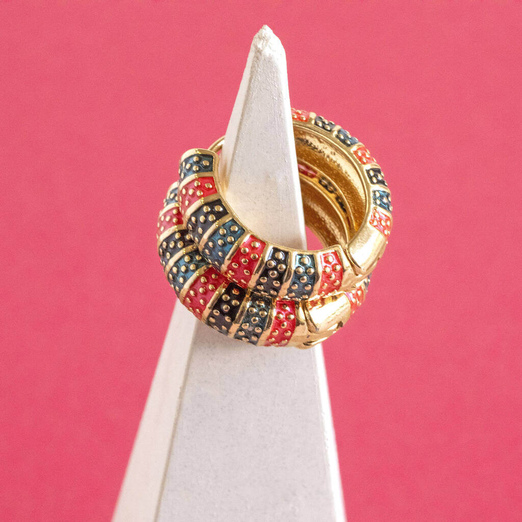 Joy by Corrine Smith Dotted Stripey Emaille Creolen Gold