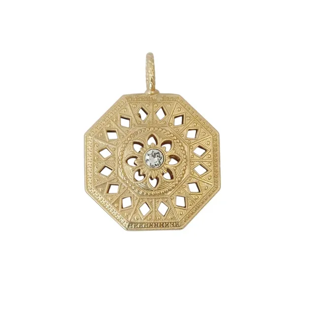 Alevá Bijoux Margot Ottagono Anhänger Gold Filigran Zirkon