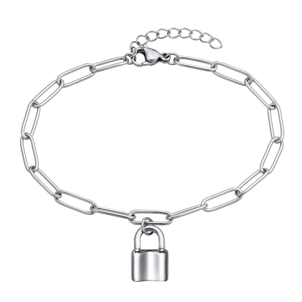 JEWLIX Armband Edelstahl Liebeschloss Glieder silberfarben