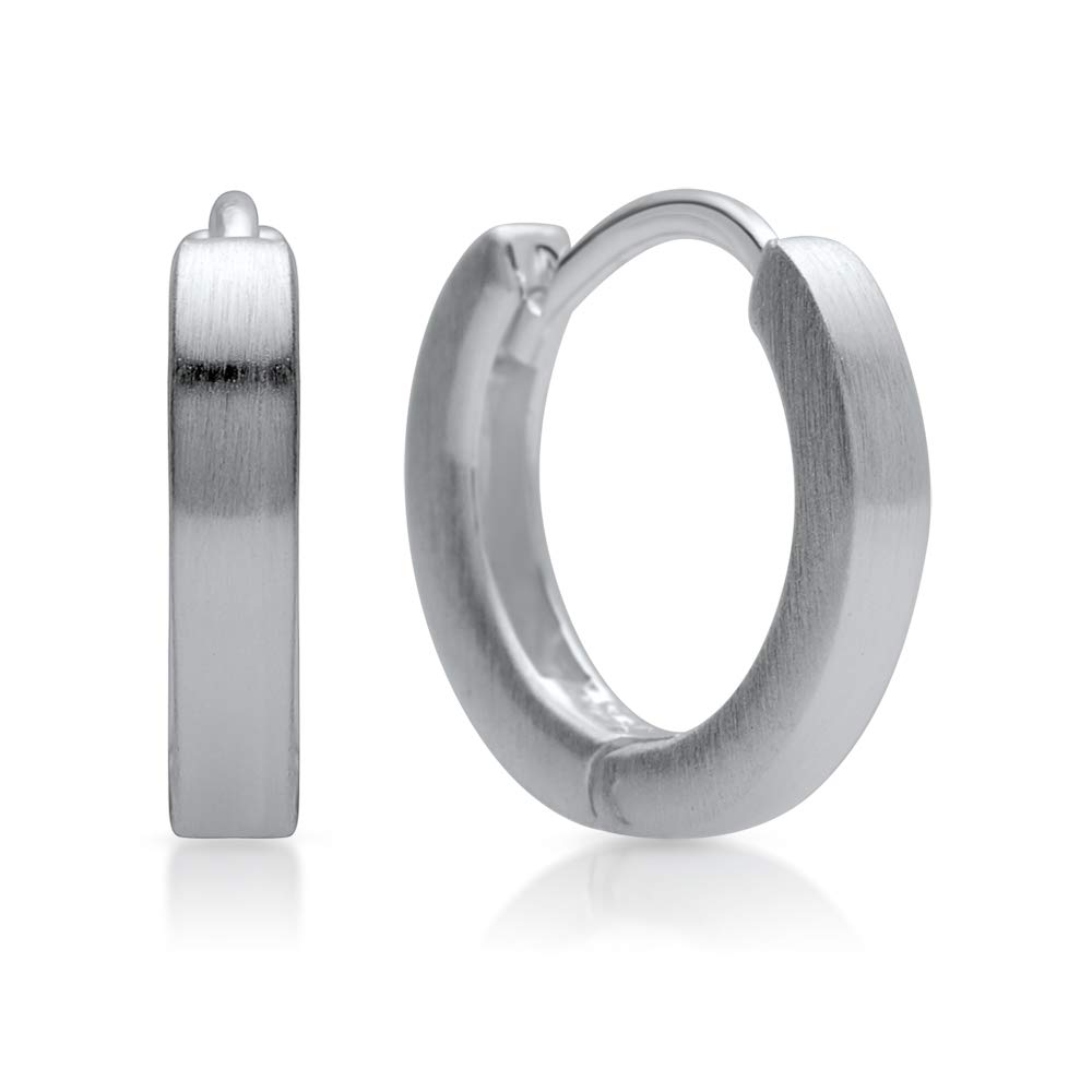 JEWLIX Ohrstecker Mattierte 925 Silber Creolen Ohrringe