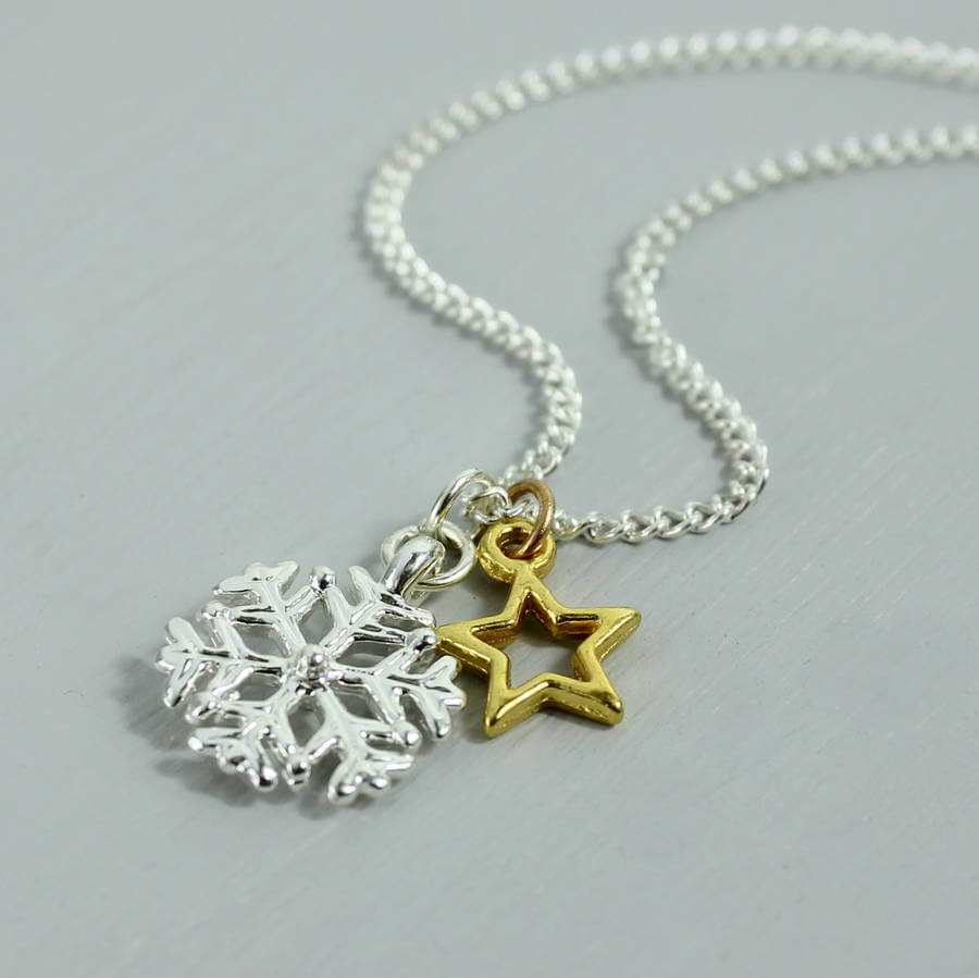 Joy by Corrine Smith Snowflake Geburtsstein Halskette Silber Schneeflocke