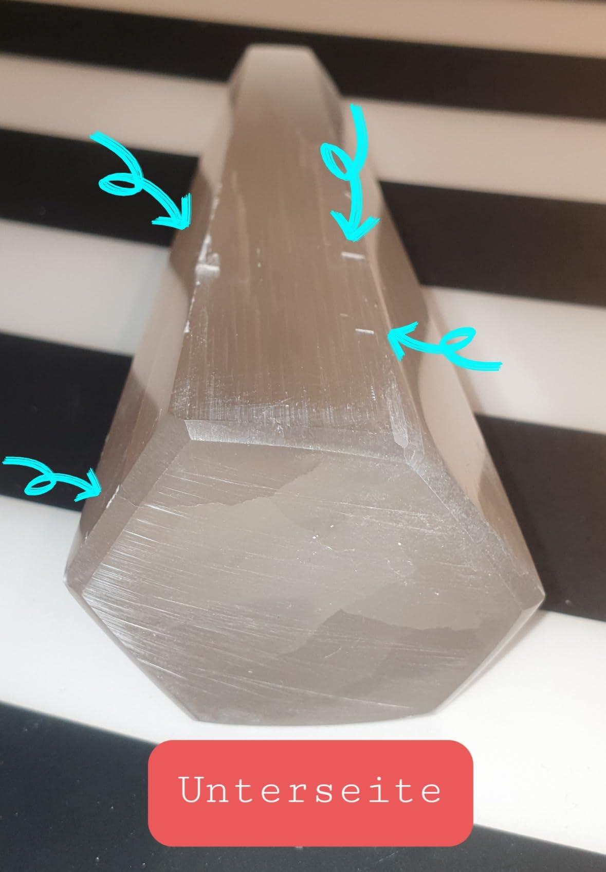 NKlaus Healing Crystals Selenit Obelisk Turm 14 cm Heilstein sechseckig