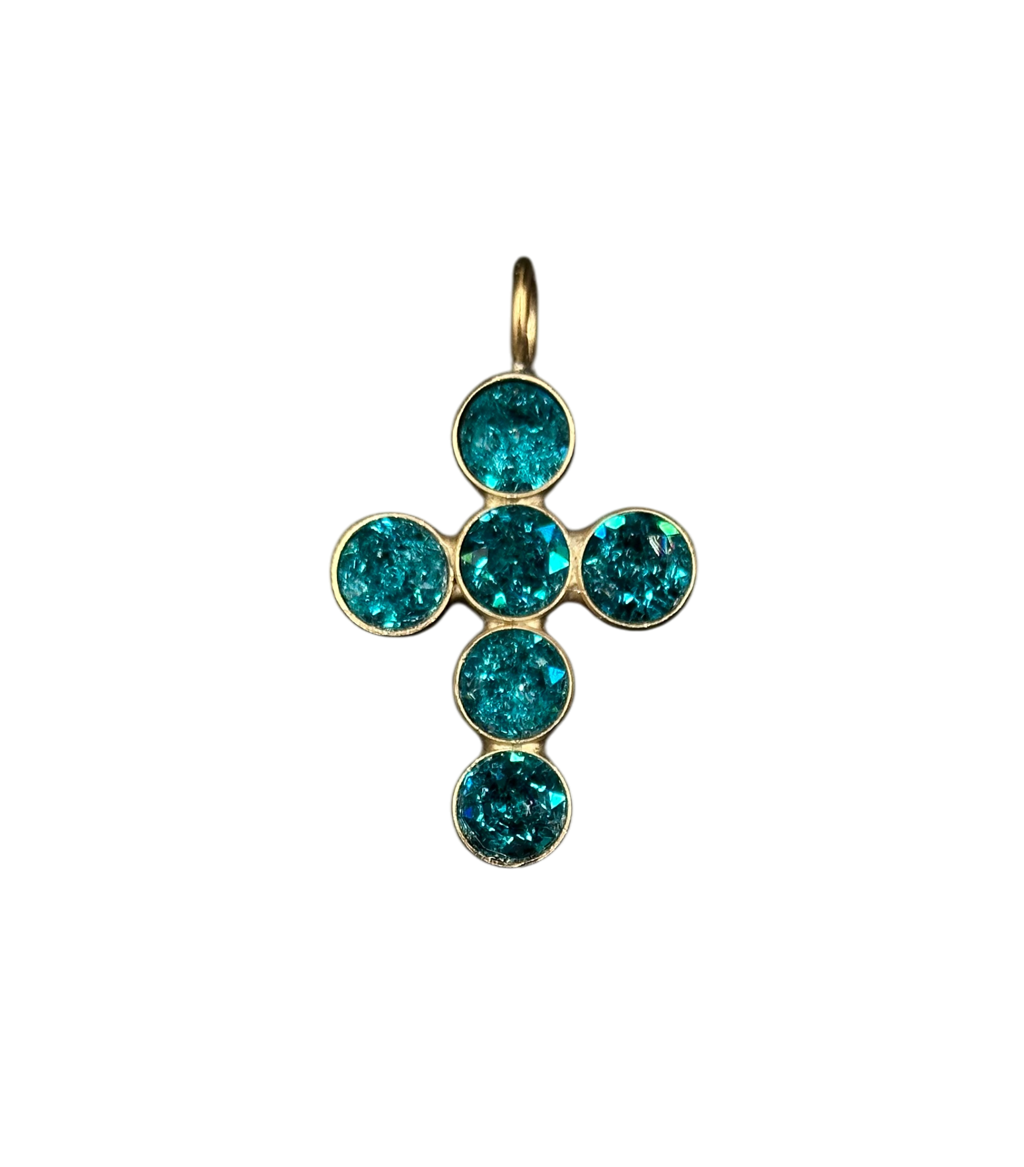 Alevá Bijoux Croci Tonda Sparkle Kreuz Anhänger Gold 3,5 cm