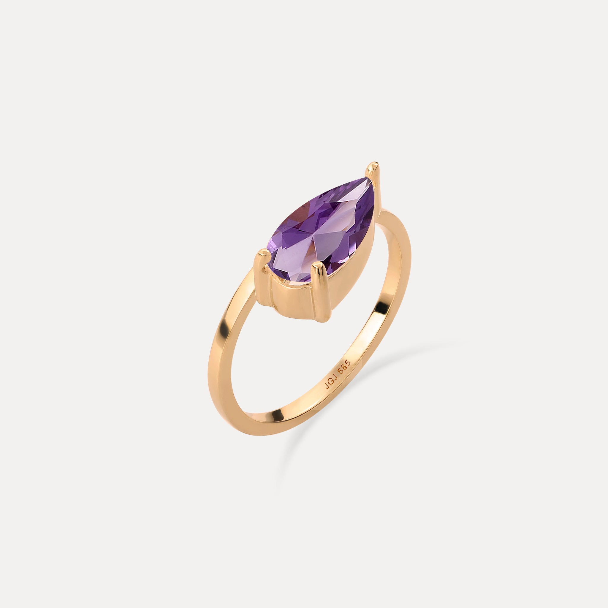 Stilnest Amethyst Balance Drop Ring 585 Gold Tropfen